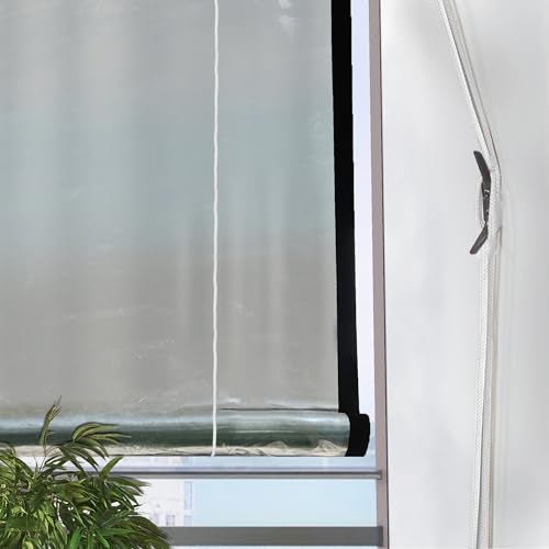 HIPPO Waterproof Balcony Chick Blind W-2FT X H-7FT Sun & Rain Protection Rope Mechanism Roll Up Down Outdoor Transparent Bamboo Shade for Home Window, Restaurant, Hotel, Resort (Transparent, 1 PC) - Image 4