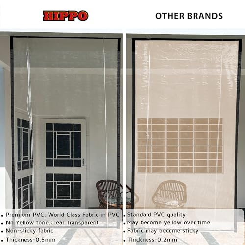 HIPPO Waterproof Balcony Chick Blind W-2FT X H-7FT Sun & Rain Protection Rope Mechanism Roll Up Down Outdoor Transparent Bamboo Shade for Home Window, Restaurant, Hotel, Resort (Transparent, 1 PC) - Image 5