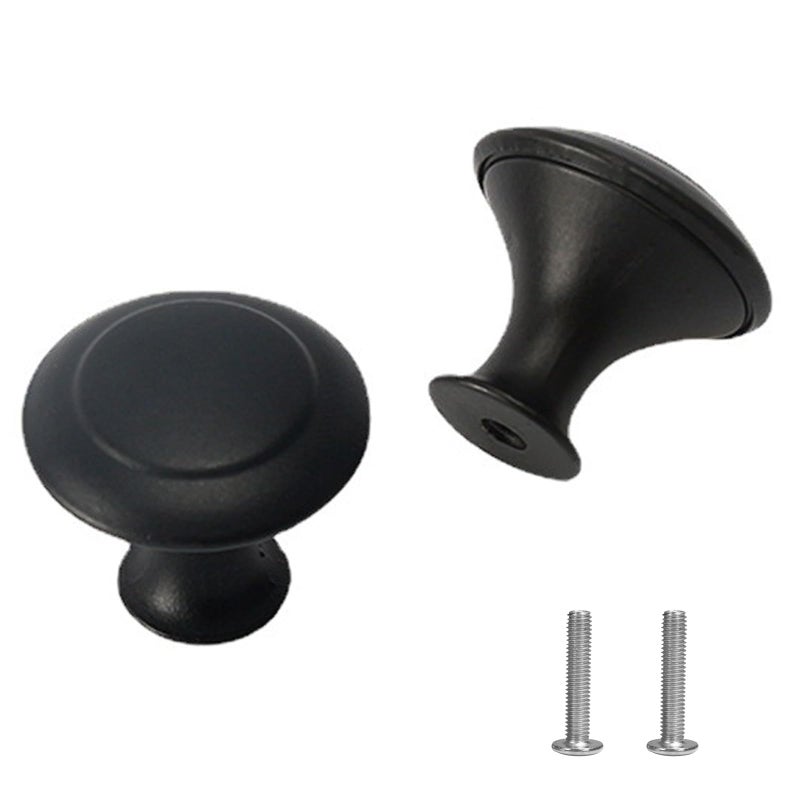 AUXBC 50 Pcs Round Black Cabinet Knobs 30mm Single Hole Mushroom Drawer Handle Pulls Metal for Drawer Closet Dresser Cupboard Wardrobe Door Kitchen with Screws - Image 2