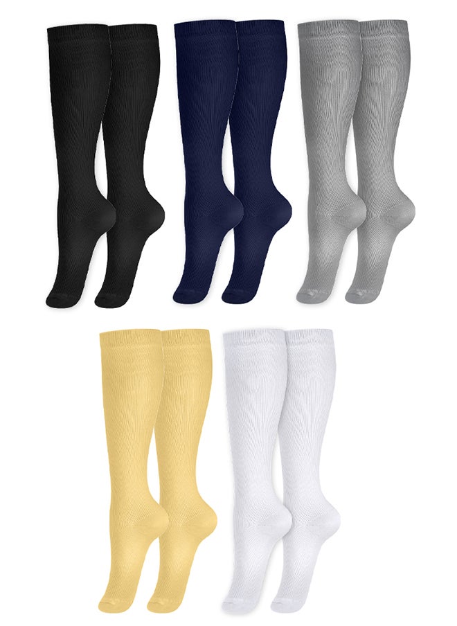 MARGOUN 5 Packs Men and Women's Compression Socks 15-20 mmHg Moderate Pressure Medical Quality Support Best Comfort Fit Moisture Wicking Circulation Travel  - Image 2