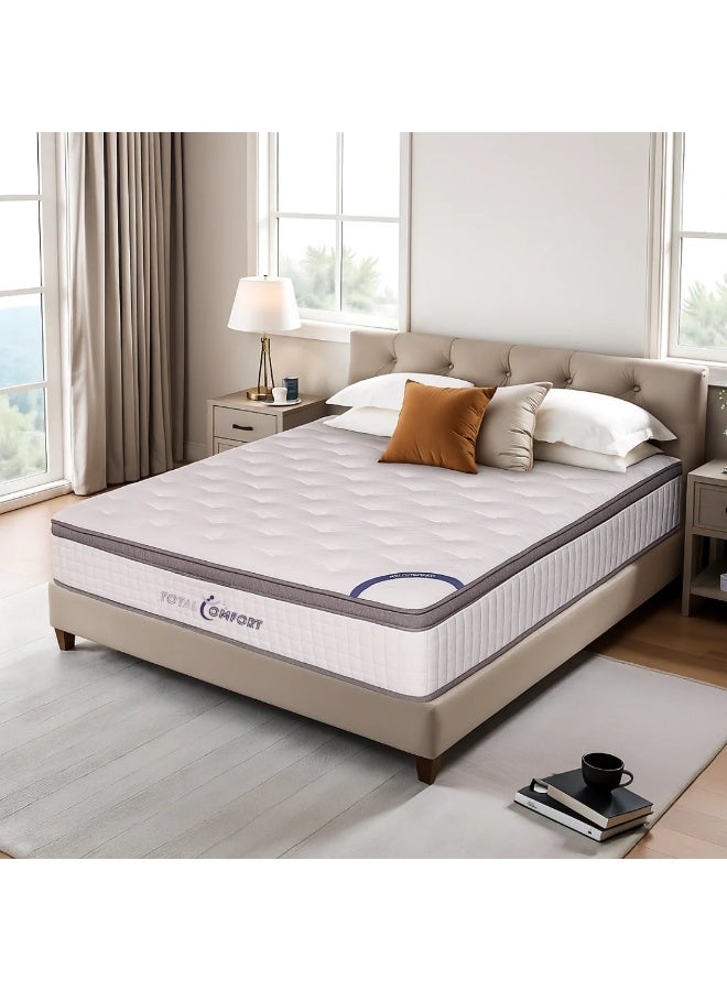 Total Comfort Sydney Pocket Euro Top Mattress - W 200 x L 200 x D 25 cm | Medium Firm Bed with Plush Comfort | Motion Isolation and Foam Encased Edge Support | Breathable Knit Fabric - Image 1