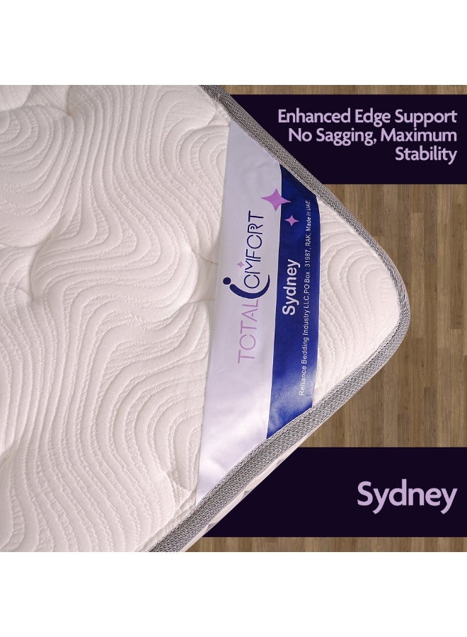 Total Comfort Sydney Pocket Euro Top Mattress - W 200 x L 200 x D 25 cm | Medium Firm Bed with Plush Comfort | Motion Isolation and Foam Encased Edge Support | Breathable Knit Fabric - Image 3