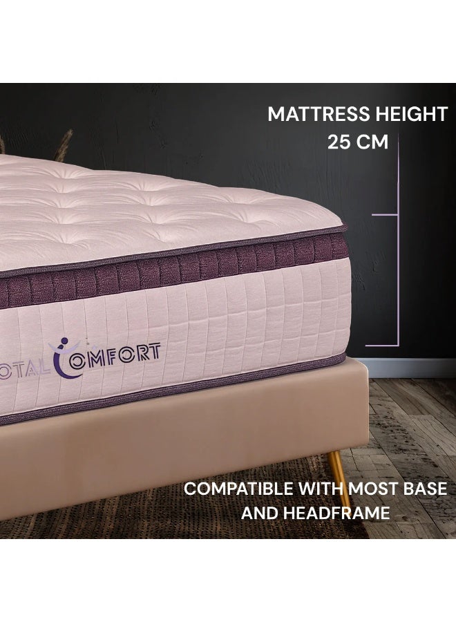 Total Comfort Sydney Pocket Euro Top Mattress - W 200 x L 200 x D 25 cm | Medium Firm Bed with Plush Comfort | Motion Isolation and Foam Encased Edge Support | Breathable Knit Fabric - Image 2