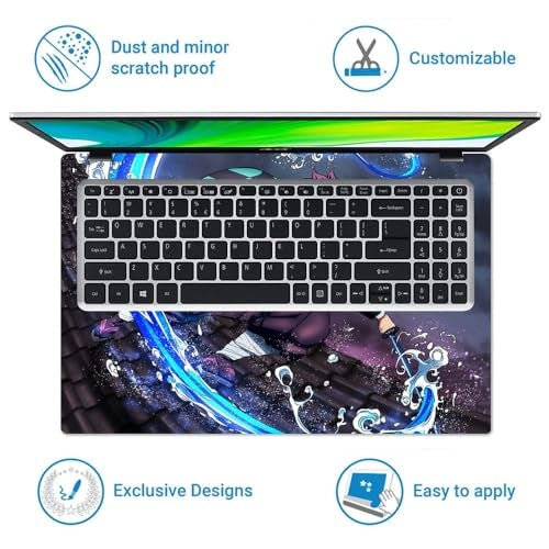 Finearts Full Body Laptop Skin Upto 15.6 inch Sticker Compatible for Dell/HP/Lenovo/Acer/Sony All Laptop Size Upto 14 to 15.6 Inch - Anime Tanjiro Kamado Water Breathing Form - Image 4