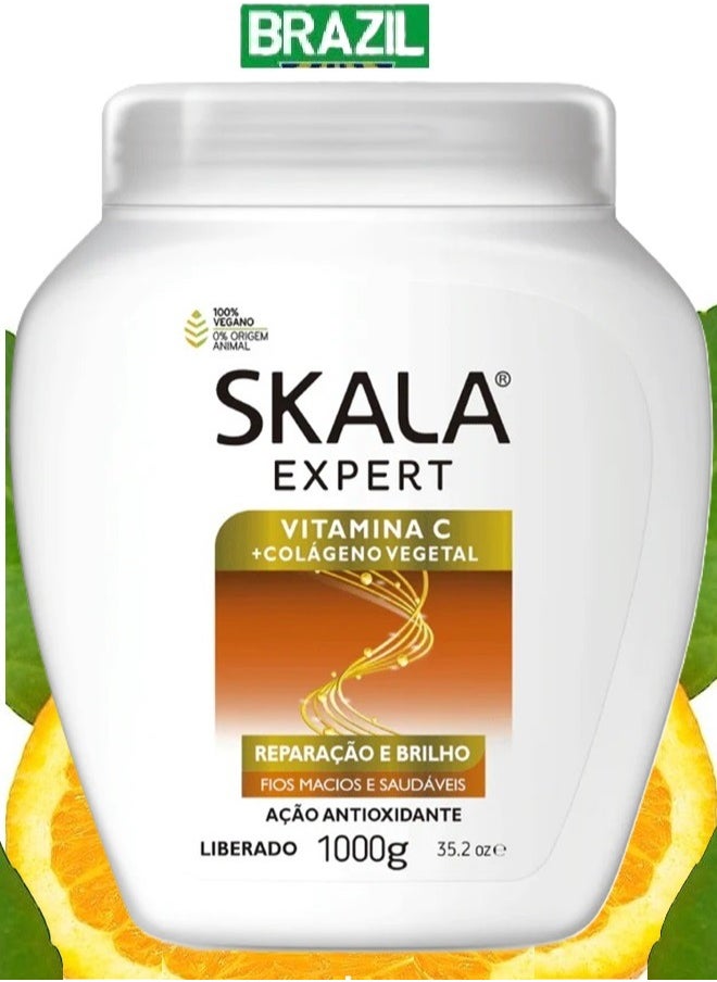 SKALA Vitamin C + Vegetal Collagen Hair Treatment, Repair and Shine Cream (designed to protect hair from damage and reduce hair loss) 1000g from SKALA Expert  - Image 1