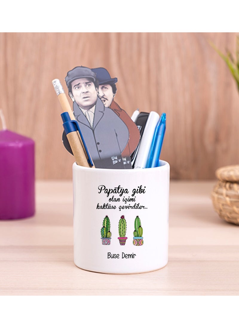 Hediye Dükkanı Gift Shop Personalized They Turned My Interior Into Cactus Ceramic Pen Holder 