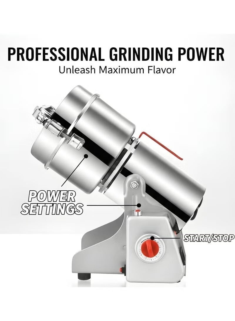 Denx 800g Commercial Electric Grain Grinder 3000W Heavy Duty Stainless Steel Spice Pulverizer Mill, High Speed Food Grade Herb Coffee Bean Grain Powder Machine with Timer for Kitchen & Pharmacy - Image 3
