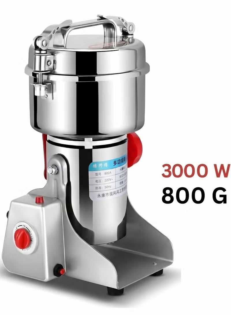 Denx 800g Commercial Electric Grain Grinder 3000W Heavy Duty Stainless Steel Spice Pulverizer Mill, High Speed Food Grade Herb Coffee Bean Grain Powder Machine with Timer for Kitchen & Pharmacy - Image 1