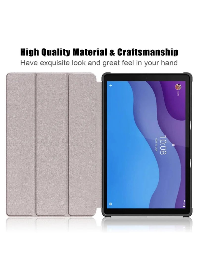 حافظة مغناطيسية لـ Lenovo Tab M10 HD الجيل الثاني TB-X306X مقاس 10.1 بوصة - غطاء من البولي يوريثان مع حامل - فتحات دقيقة - ميزة النوم/الاستيقاظ التلقائي - أوضاع مشاهدة متعددة - تصميم درب التبانة - Image 3