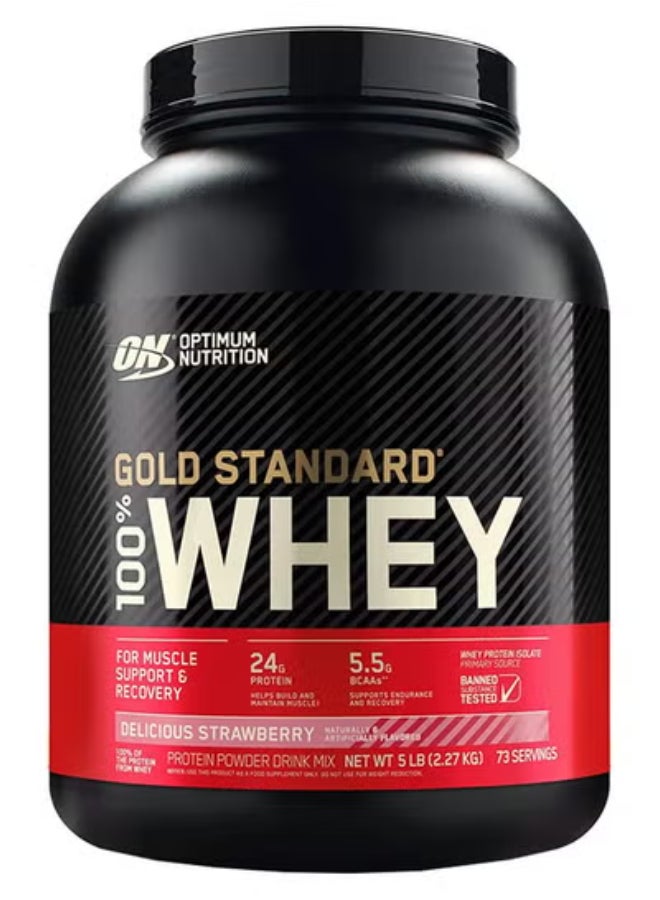 Optimum Nutrition Gold Standard 100 Percent Whey Protein - Delicious Strawberry - 2.27 Kg - Image 1