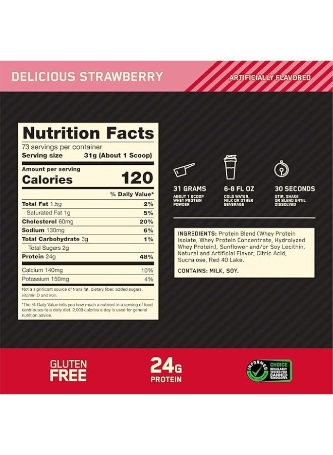 Optimum Nutrition Gold Standard 100 Percent Whey Protein - Delicious Strawberry - 2.27 Kg - Image 4