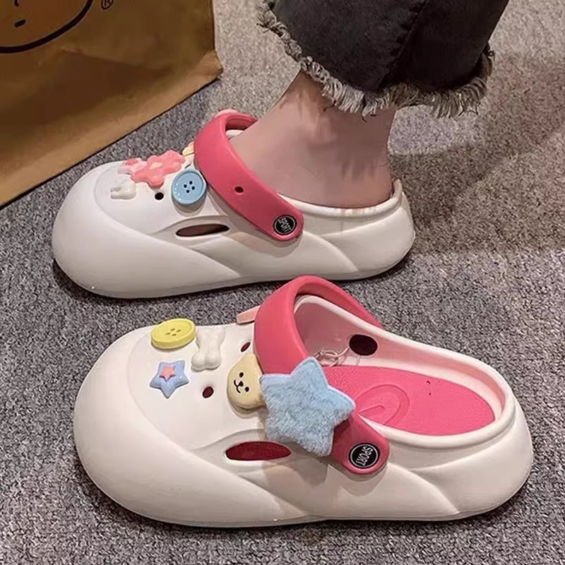 Cute Cartoon Croc Shoes For Women 2025 Summer Fashion Outerwear Beach Casual Two-Wear Baotou Sandals And Slippers With Skirts - Image 5
