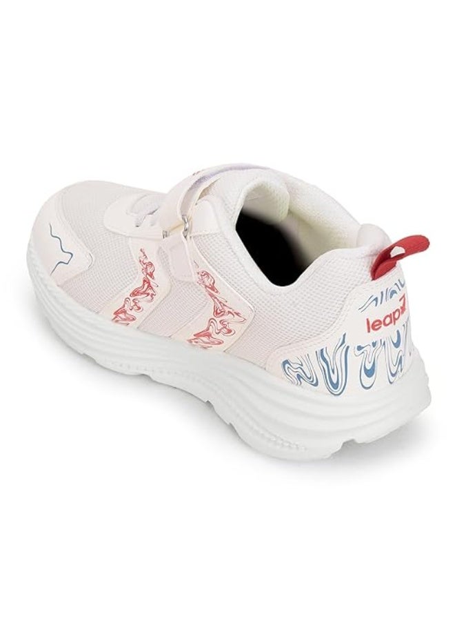 Liberty Leap7x ELENOR-2LE Sports Walking Shoes for Kids - White | Velcro & Lace-Up Closure - Suitable for Running, Gym and Jogging | Comfortable Outsole | Memory Foam Insole Cushioned Footbed - Image 3
