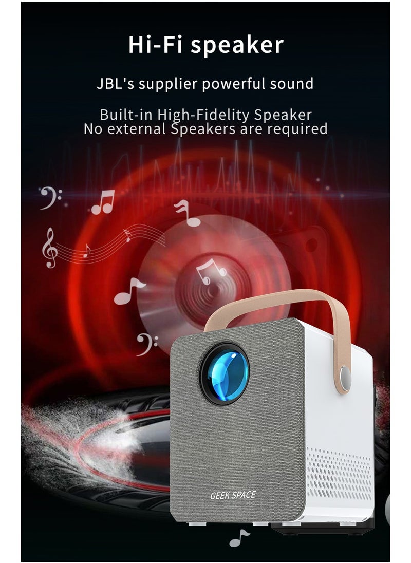 GEEK SPACE - 4K Smart Projector Portable Projector With 5G Wifi And Bluetooth HD 1080P 4K Supported 100 Inch Screen Portable Movie Projector Built In Speaker Gmae Projector Mini Led Projector - Image 1