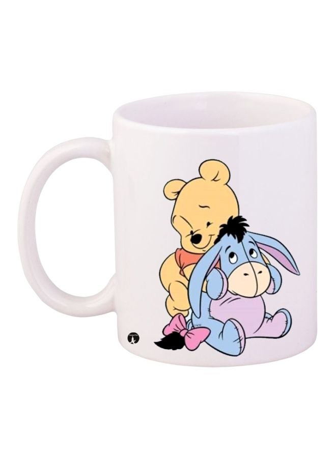 Pooh Bear Printed Coffee Mug White/Yellow/Blue 11ounce