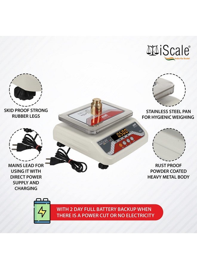iScale i-03 30kg x 1g Digital Table Top Weighing Scale with Front and Back Red Double Display, Small Stainless Steel Pan, 7x9" (Off-White) - Image 4
