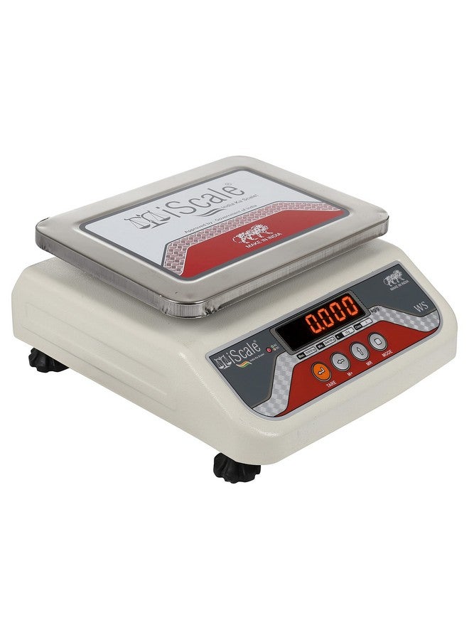 iScale i-03 30kg x 1g Digital Table Top Weighing Scale with Front and Back Red Double Display, Small Stainless Steel Pan, 7x9" (Off-White) - Image 1