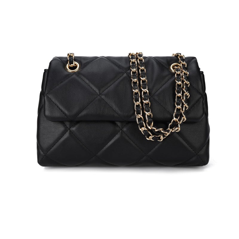 Gladdon Quilted Crossbody Purses for Women Small Ladies Shoulder Bags with Chain Trendy Clutch Purse Cute Designer Bag Black - Image 1