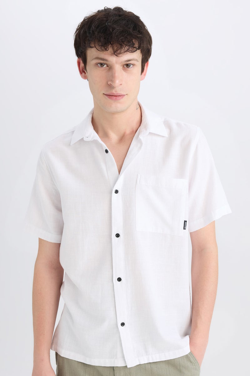 DeFacto White Man Regular Fit Cotton Short Sleeve Shirt Casual - Image 1