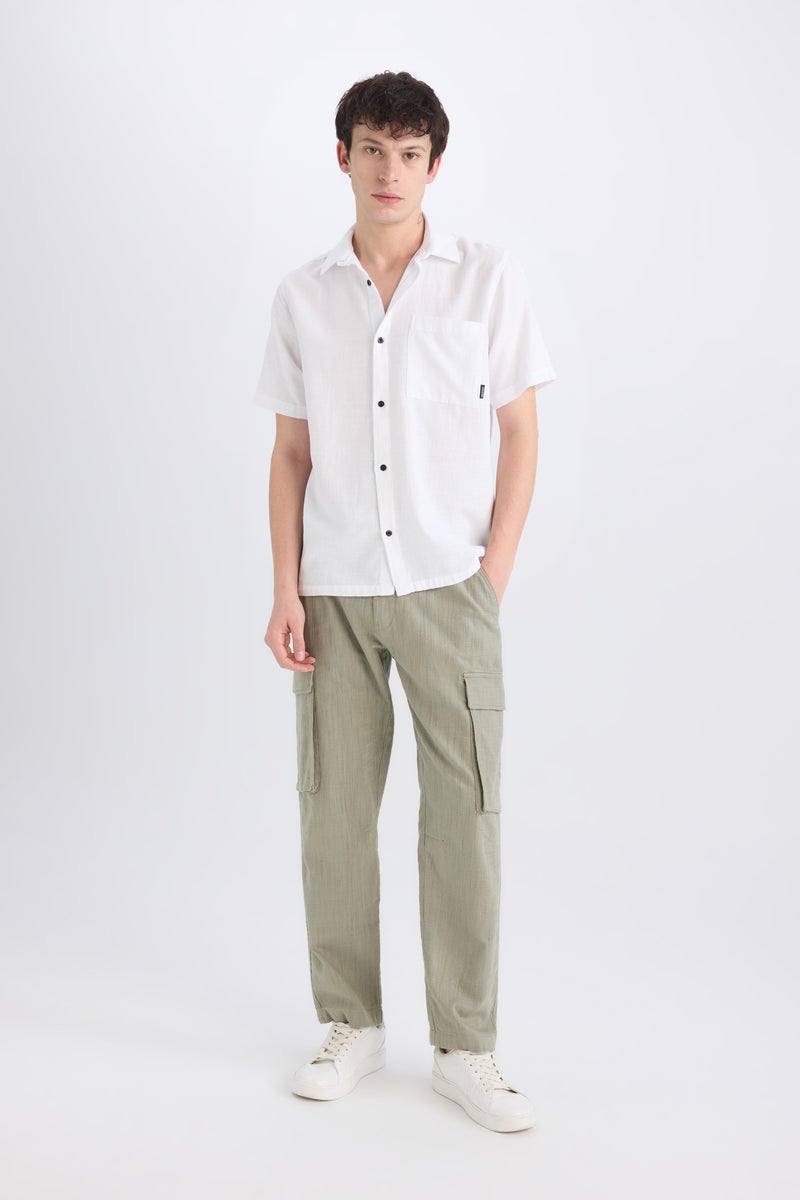 DeFacto White Man Regular Fit Cotton Short Sleeve Shirt Casual - Image 2