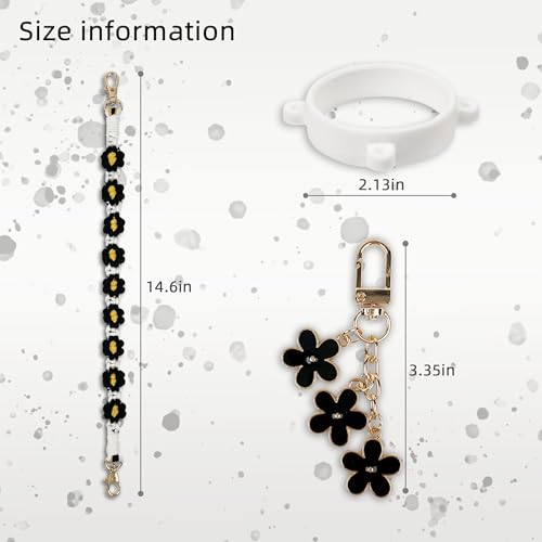 SITKOL Handle Strap and Charm Set for Owala Water Bottle 24 oz, 32 oz, 40 oz, Owala Kids, Owala Coffee Tumbler, Owala FreeSip – Includes Handle Strap, for Owala Accessories & Stanley Cup Accessories (Black) - Image 5
