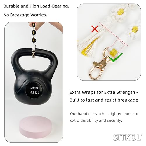 SITKOL Handle Strap and Charm Set for Owala Water Bottle 24 oz, 32 oz, 40 oz, Owala Kids, Owala Coffee Tumbler, Owala FreeSip – Includes Handle Strap, for Owala Accessories & Stanley Cup Accessories (Black) - Image 2