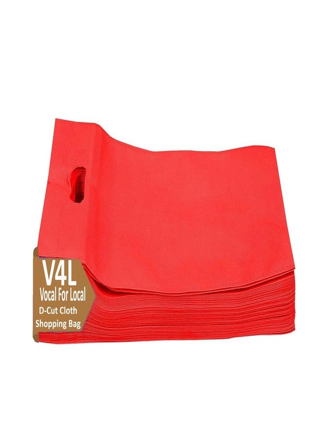 V4L RED Color D-Cut Cloth Carry Bag, Handle Bag, Shopping Bag, Daily Use Bag, Gift Bag (10X14, PACK OF 50) - Image 2