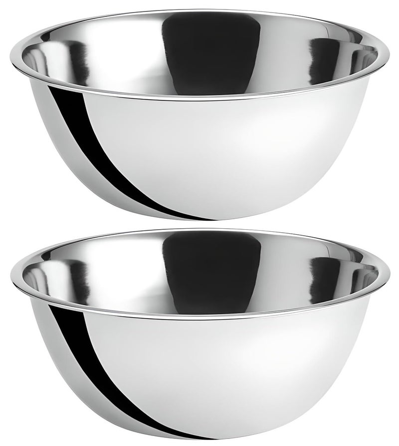 OCSParts OCS Parts 8 Quart Mixing Bowls | Set of 2 | 13.25-Inch Stainless Steel Professional Grade Flat Base Mixing Bowls for Home and Commercial Kitchens - Image 1