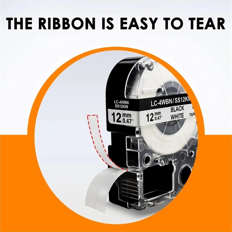 Compatible for Epson LW-300/LW-400/LW-700 Labeler | 5PCS 12mm SS12KW Tape for LK-4WBN SC12RW SC12YW SC12BW Printers(Black on Gold) - Image 3