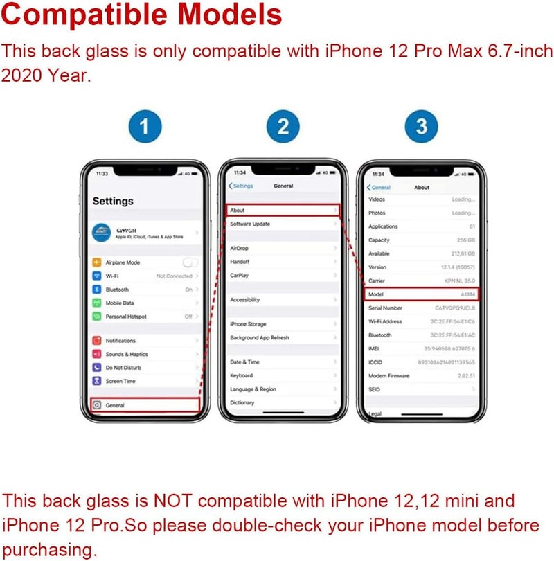 Perzework OEM Rear Back Glass Replacement (Pacific Blue) Compatible with iPhone 12 pro max 6.7 inches All Carriers with Pre-Installed Adhesive and Repairing Tool Kits - Image 2