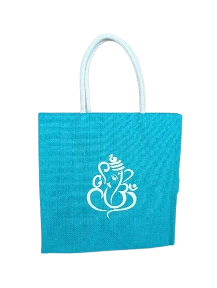 Soman Jute Thamboolam (Large) Bags for Return Gifts Green-Blue Combo - Pack of 10 bags - Image 3