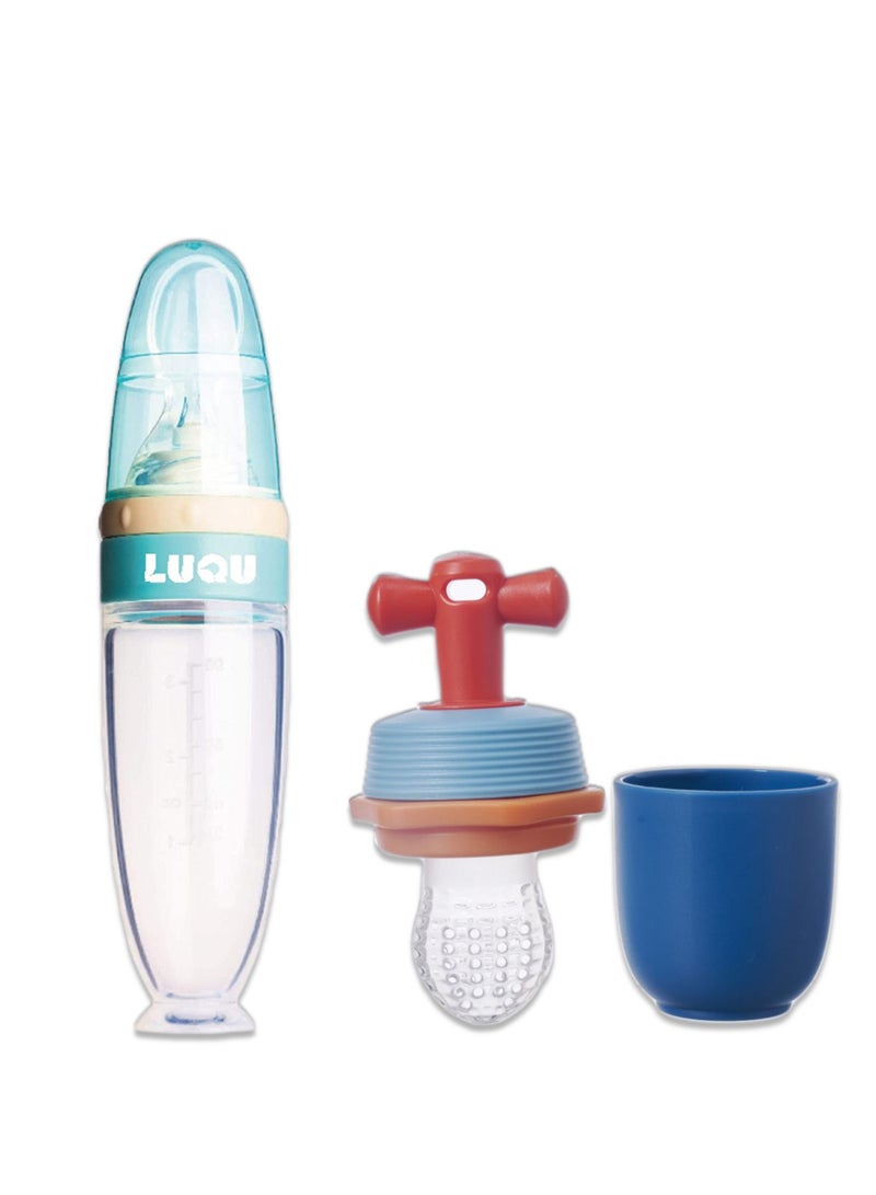 لوكو اداة تغذية اغذية الاطفال للفاكهة و الخضروات لتخفيف الام التسنين، ملعقة ضغط من السيليكون الناعم لتغذية الطفل في المرحلة الاولى - Image 1