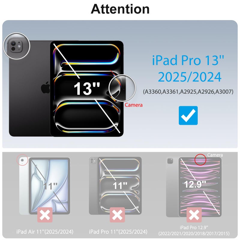 SPARIN Screen Protector for iPad Pro 13 inch M5/M4(8th/7th Generation,2025/2024), 2 Pack HD Clear 9H Tempered Glass Film with Face ID & Apple Pencil Pro Compatible, High Sensitivity Case Friendly - Image 3
