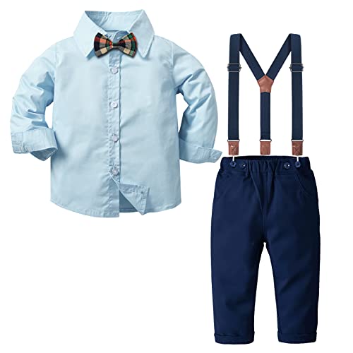 Nwada Baby Boy Clothes Toddler Suit Dress Shirt and Pants Sets 4 Pcs Dressy Outfit for Kids - Image 1