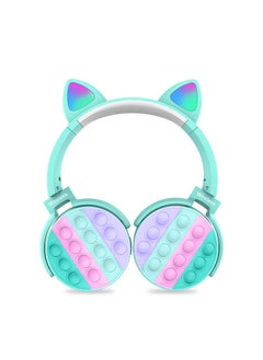 General Cat Ear Kids Headphones, Cute LED Illuminated Bluetooth Kids Headphones, Wireless Bluetooth Headphones with Silicone, Stereo Noise Cancelling Over-Ear Headphones for Girls Ladies 
