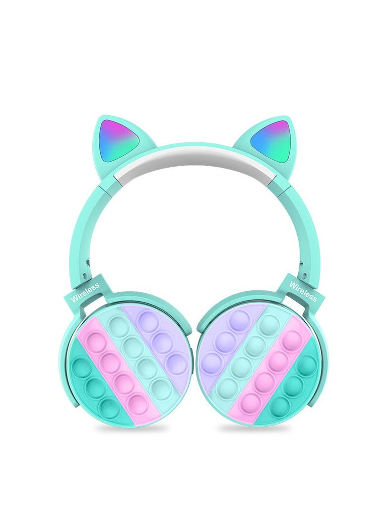 General Cat Ear Kids Headphones, Cute LED Illuminated Bluetooth Kids Headphones, Wireless Bluetooth Headphones with Silicone, Stereo Noise Cancelling Over-Ear Headphones for Girls Ladies 