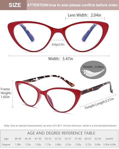 EYEURL 4-Pack Cat Eye Reading Glasses for Women- Blue Light Blocking Readers with Spring Hinges,Anti-Glare/UV Rays Reading Glasses,2.0 - Image 4