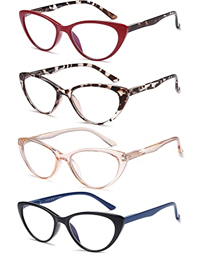 EYEURL 4-Pack Cat Eye Reading Glasses for Women- Blue Light Blocking Readers with Spring Hinges,Anti-Glare/UV Rays Reading Glasses,2.0 - Image 2