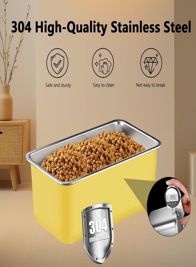 Sanbo Dog Food Storage Container Stainless Steel with Scoop, Airtight Pet Metal Food Storage Bin,Cat Food Canister,Storage Box with Date Tracker for Kitchen (Yellow, 7.5L) - Image 5