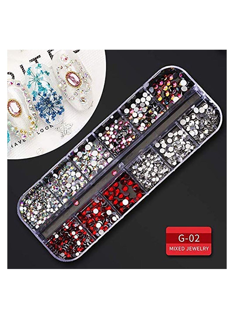 Bluejw 9 boxes Nail Rhinestones,Nail Gems Diamonds,Nail Art Studs Crystals Sequins for Nails Kit with 1 Tweezers and 3 Pen Supplies Accessories - Image 4