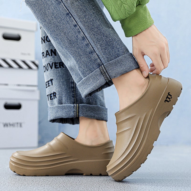Plus Size Warm Fleece-Lined Kitchen Work Shoes Waterproof Restaurant Chef Shoe Cover Foot Closed Toe Cotton Slippers - Image 5