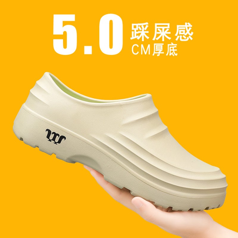 Plus Size Warm Fleece-Lined Kitchen Work Shoes Waterproof Restaurant Chef Shoe Cover Foot Closed Toe Cotton Slippers - Image 2