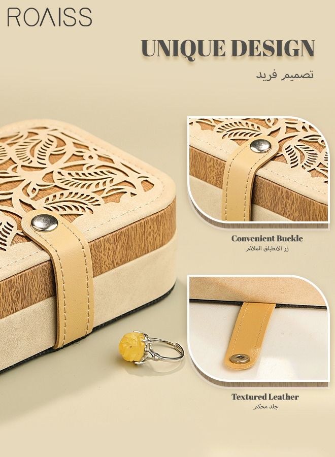roaiss Small Travel Jewelry Box Organizer with Mirror Portable Mini Jewelry Storage Box for Girl Women Earring Necklace Rings  - Image 5