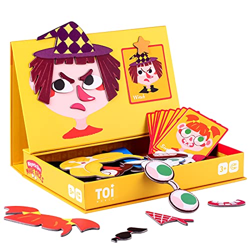 Toi Kids Magnet Toys Magnetic Jigsaw Puzzle Boxes with Game Board for Kids Ages 38 Preschool Tabletop Toy for Toddlers Portable Travel Game Make Face - Image 1