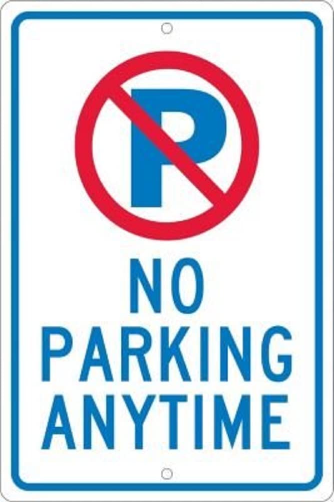 NMC TM33H NO PARKING ANYTIME Traffic Sign - 12 in. x 18 in. All-Purpose Aluminum Sign with Graphic, Blue/Red On White - Image 2