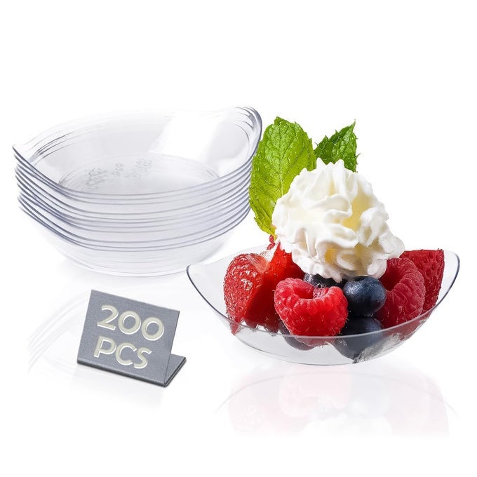 200 CT MINI DESSERT PLATES 318 X 258 INCHES CLEAR DISPOSABLE PLASTIC TRAY