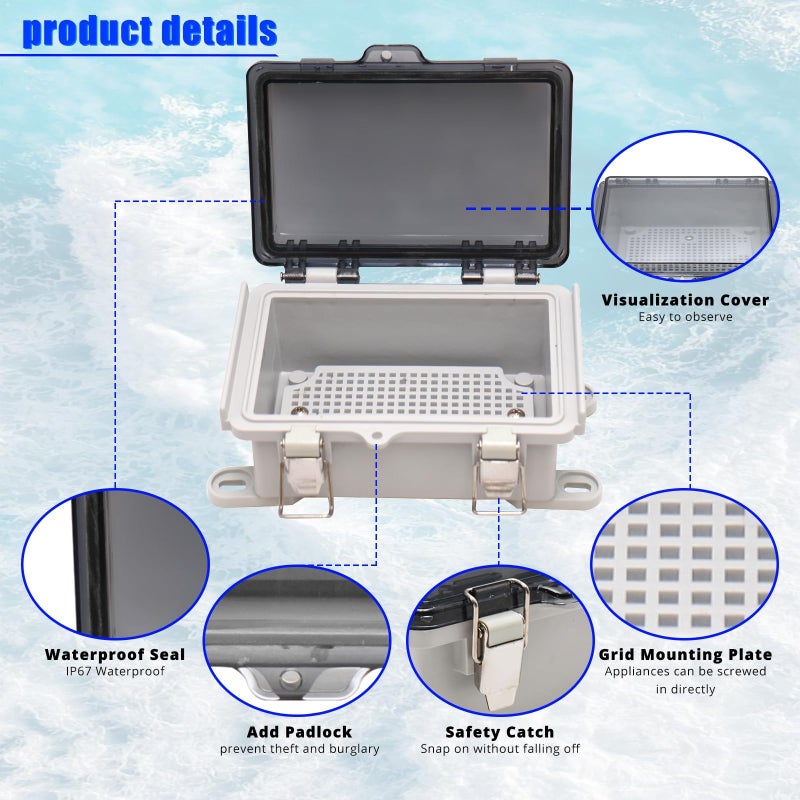MAKERELE ABS Plastic Small Outdoor Waterproof Box Clear Hinged Shell Outdoor Universal Project Enclosure with Transparent Cover 5.9Ã—3.9Ã—2.8 inch(150Ã—100Ã—70mm) - Image 4