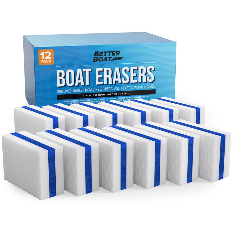 Better Boat 12PK Premium Boat Scuff Erasers, Boating Accessories for Cleaning, Gift for Pontoon, Fishing, Jon Boats, Decks, Vinyl and Hull Cleaner, Gadgets for Men and Women - Image 1