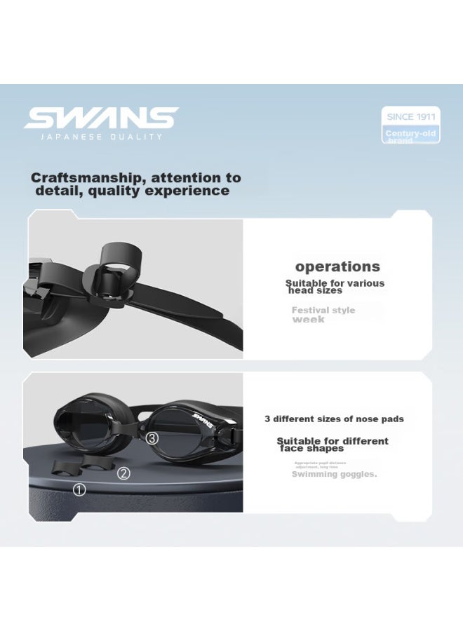 Swans Swimming Goggles, Imported From Japan, Waterproof, Anti-fog, High-definition, Clear Lens, Large Frame, For Nearsighted Adults, Professional Sw45-5, White - Image 5