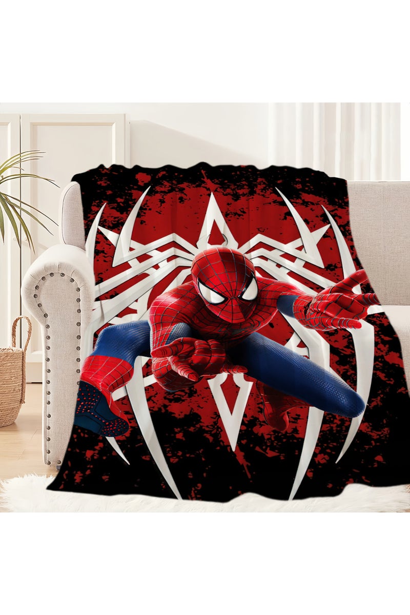 بطانية GAIT150x220CM z2 بتصميم كرتوني أنيق لشخصية سبايدرمان، بطانية ناعمة مريحة للقيلولة، سجادة أريكة لغرفة المعيشة، دافئة ومريحة.